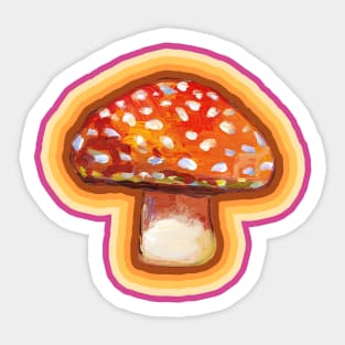 70s Aesthetic Retro Mushroom Pattern by Robert Phelps Sticker